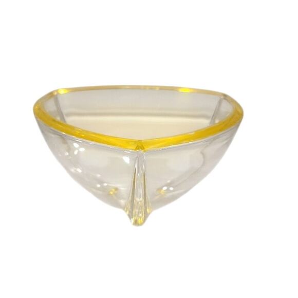 Art Deco German Crystal Bowl Volker Walther Home Decor Yellow Weighted Vintage - Picture 12 of 12